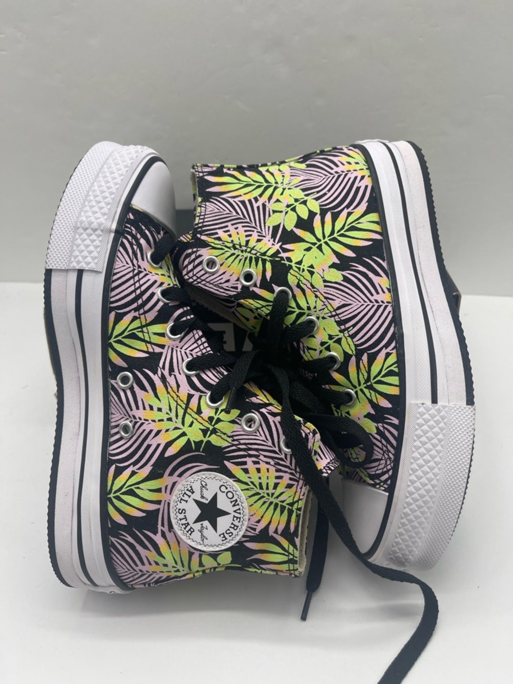 Converse WMNS CTAS EVA Lift Hi A01201C Blk/Pink Foam/Lime Rave Platform Sneakers - Picture 10 of 16